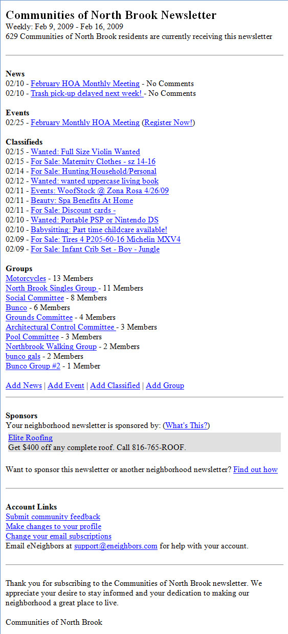 North Brook Newsletter