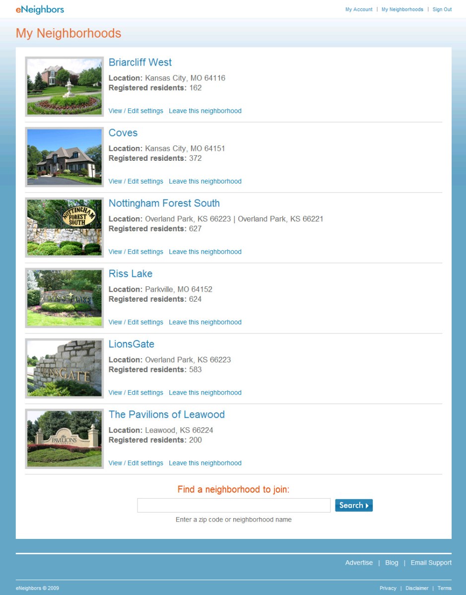 My Neighborhoods (eNeighbors)